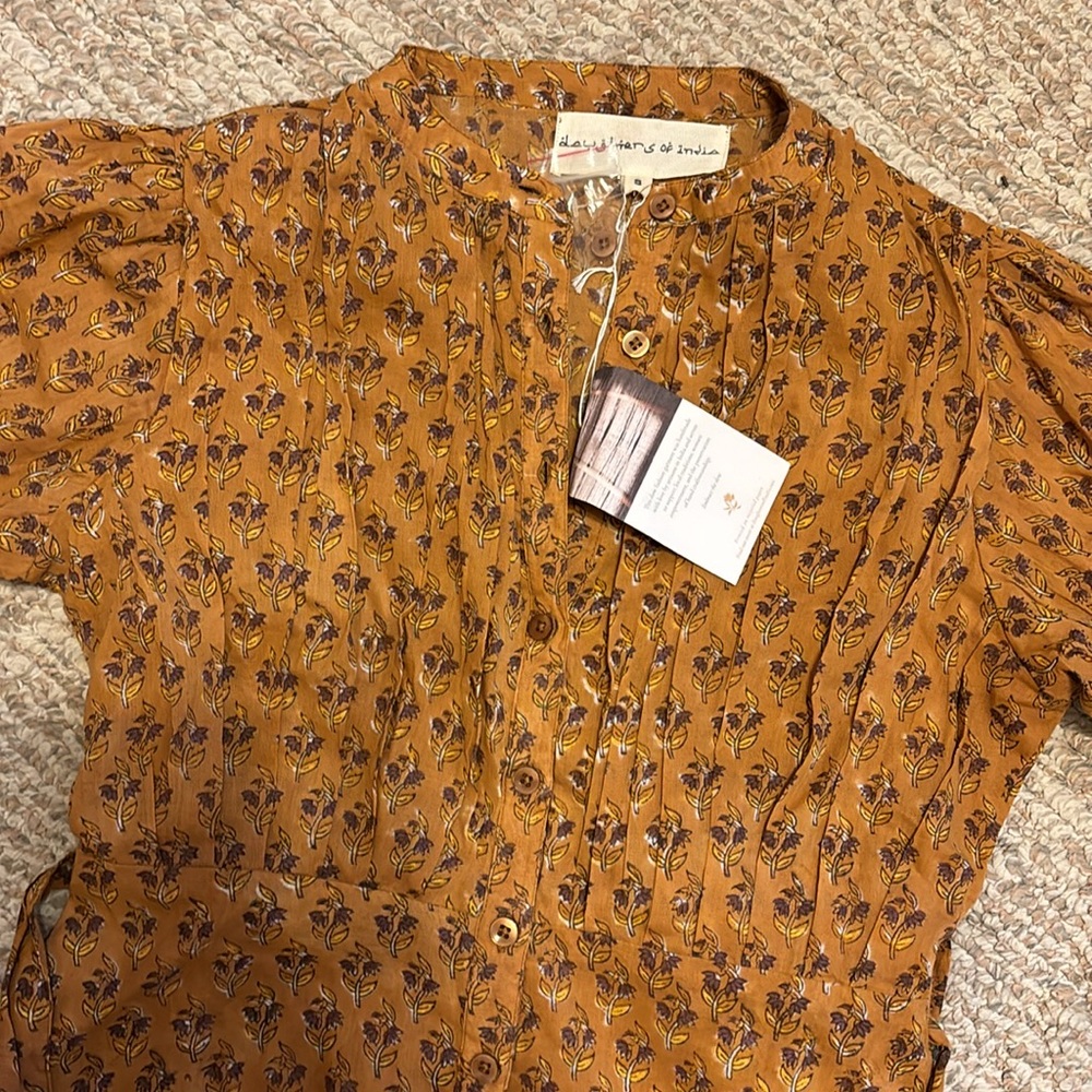 NWT Daughters of India prairie dress is autumn block print size small - Picture 4 of 14